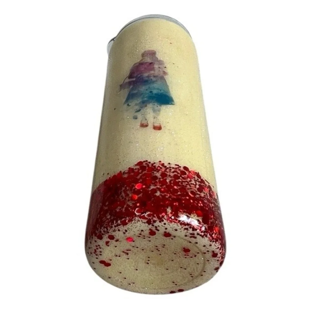 Red Cream Sparkling Glitter Tumbler There's No Place Like Home Lid 8.5